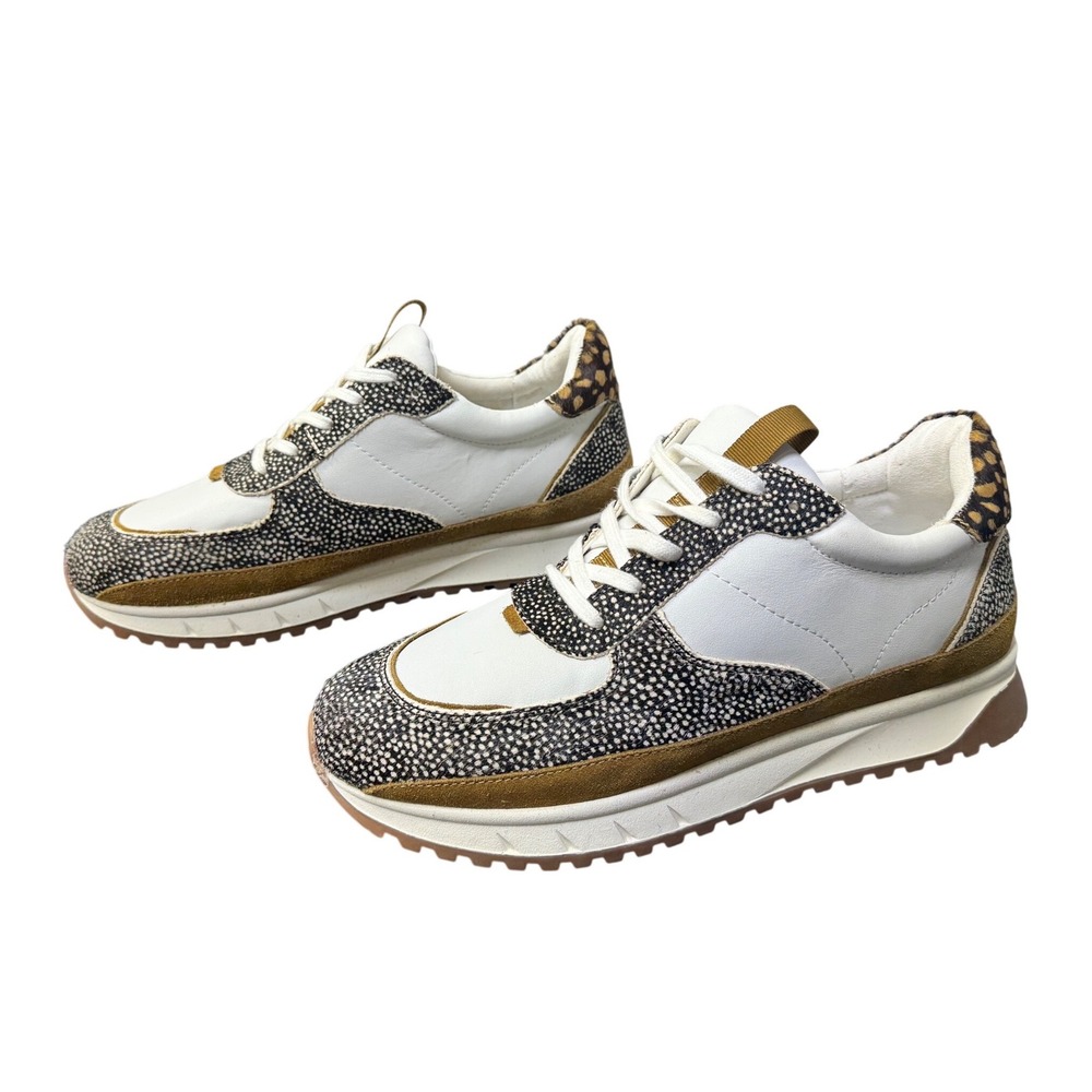 Madewell Sidewalk Low Top Sneakers Spotted Calf Hair Suede White‎ Women's 11